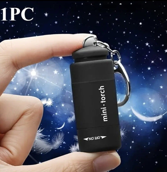 Mini Black Torch Flash - Light Rechargeable USB Keyring Premium Keychain Gift UK