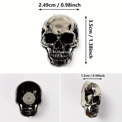6 x Metal Gothic Skull Set Fridge Magnets Stainless Steel Premium Gift UK