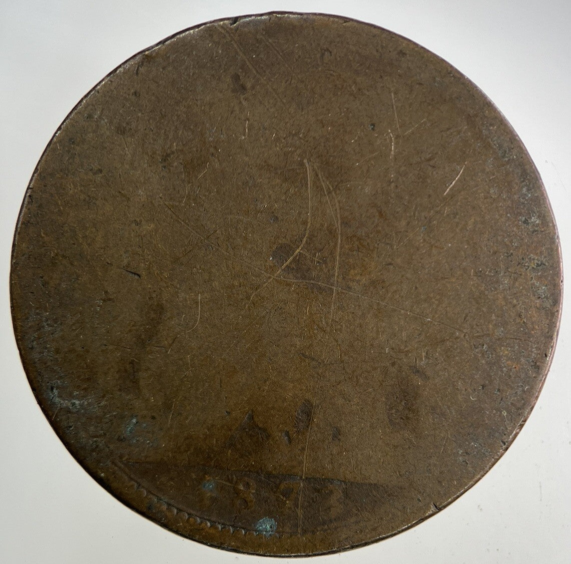 1873 Victoria One Penny Coin | Worn Grade