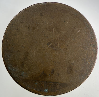 1873 Victoria One Penny Coin | Worn Grade