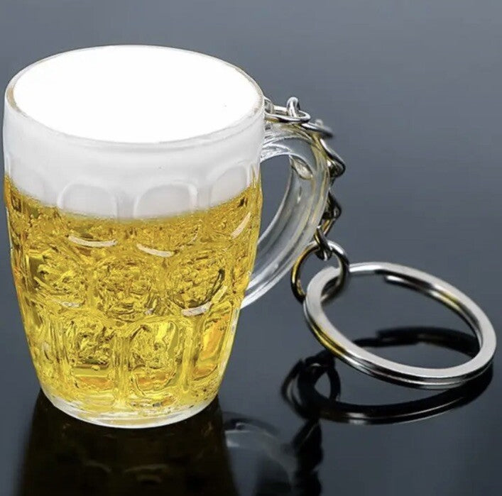 Mini Beer Pint Glass Keyring Premium Keychain Gift UK