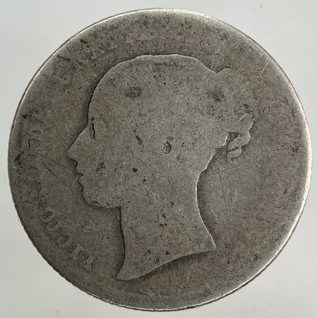 British Victoria Shilling Silver Coin | Worn Grade