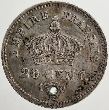 1857 France 20 Centimes Silver Coin | Fine Collectable Grade | a5712
