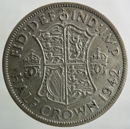 1942 George VI Half - Crown Silver Coin | Fine Collectable Grade