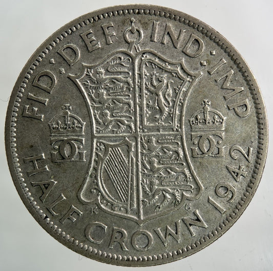 1942 George VI Half - Crown Silver Coin | Fine Collectable Grade