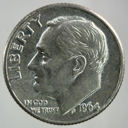 1964 - D US USA Roosevelt Dime Silver Coin | Very High Grade