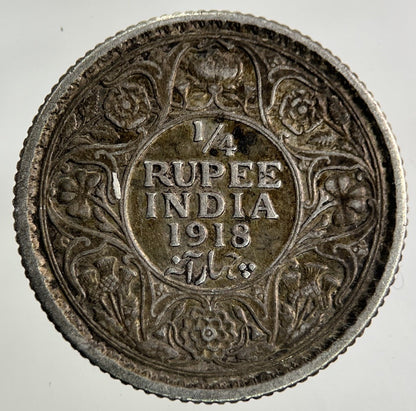 1918 India 1/4 Quarter Rupee Silver Coin | Very High Grade