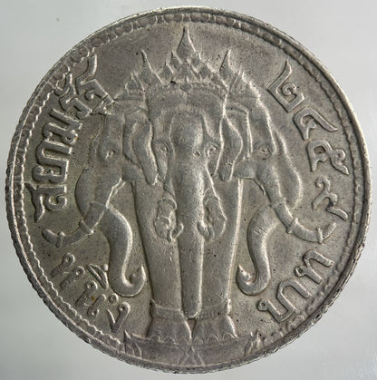 1913 - 1918 Thailand Large 1 Baht Silver Elephant Coin | Very High Grade