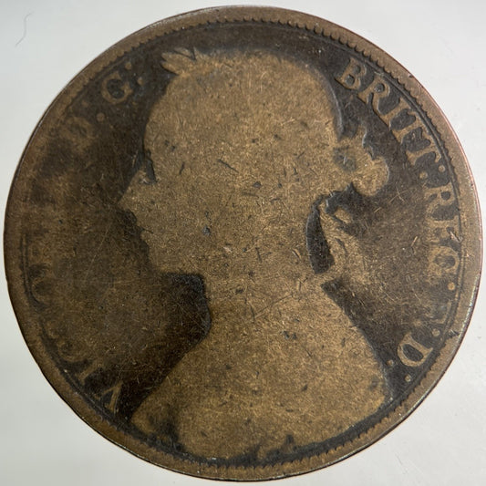 1886 Victoria One Penny Coin | Worn Grade