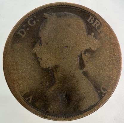 British Victoria One Penny Coin | Worn Grade