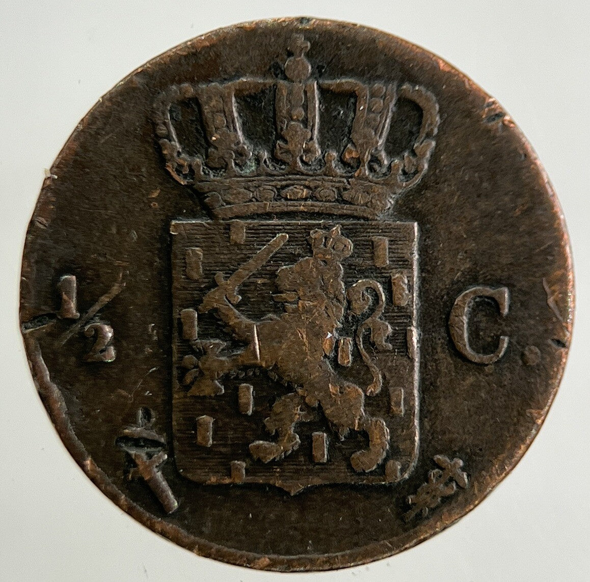 1851 Netherlands 1/2 Half Cent Coin | Fine Collectable Grade