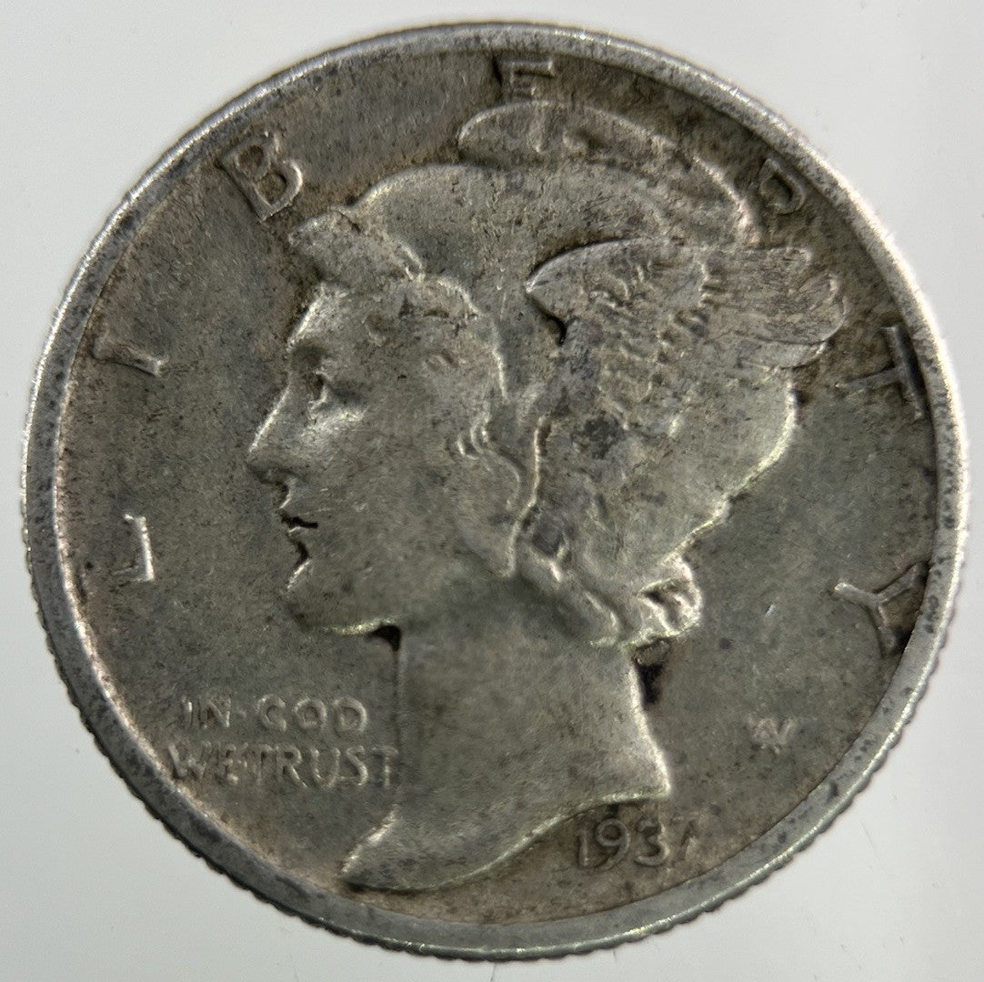 1937 US USA Mercury Dime Silver Coin | Collectable Grade