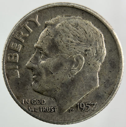 1957 - D US USA Roosevelt Dime Silver Coin | Fine Collectable Grade