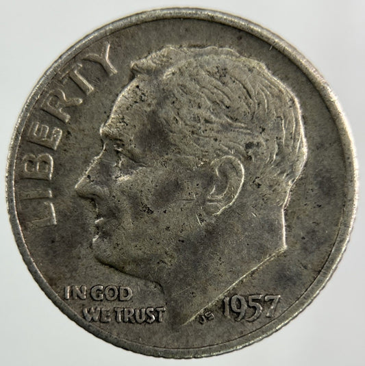 1957 - D US USA Roosevelt Dime Silver Coin | Fine Collectable Grade