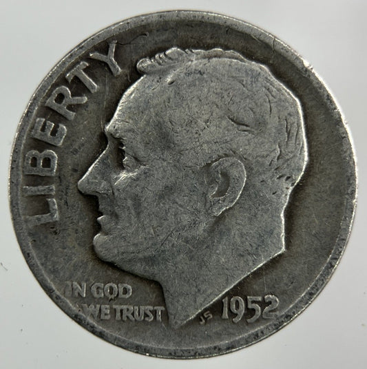 1952 - D US USA Roosevelt Dime Silver Coin | Collectable Grade