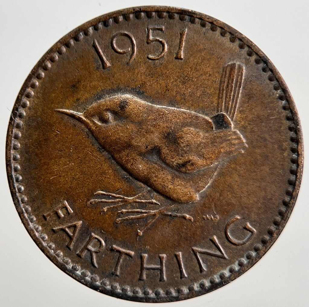 1951 George VI Wren Farthing Coin | Very High Grade