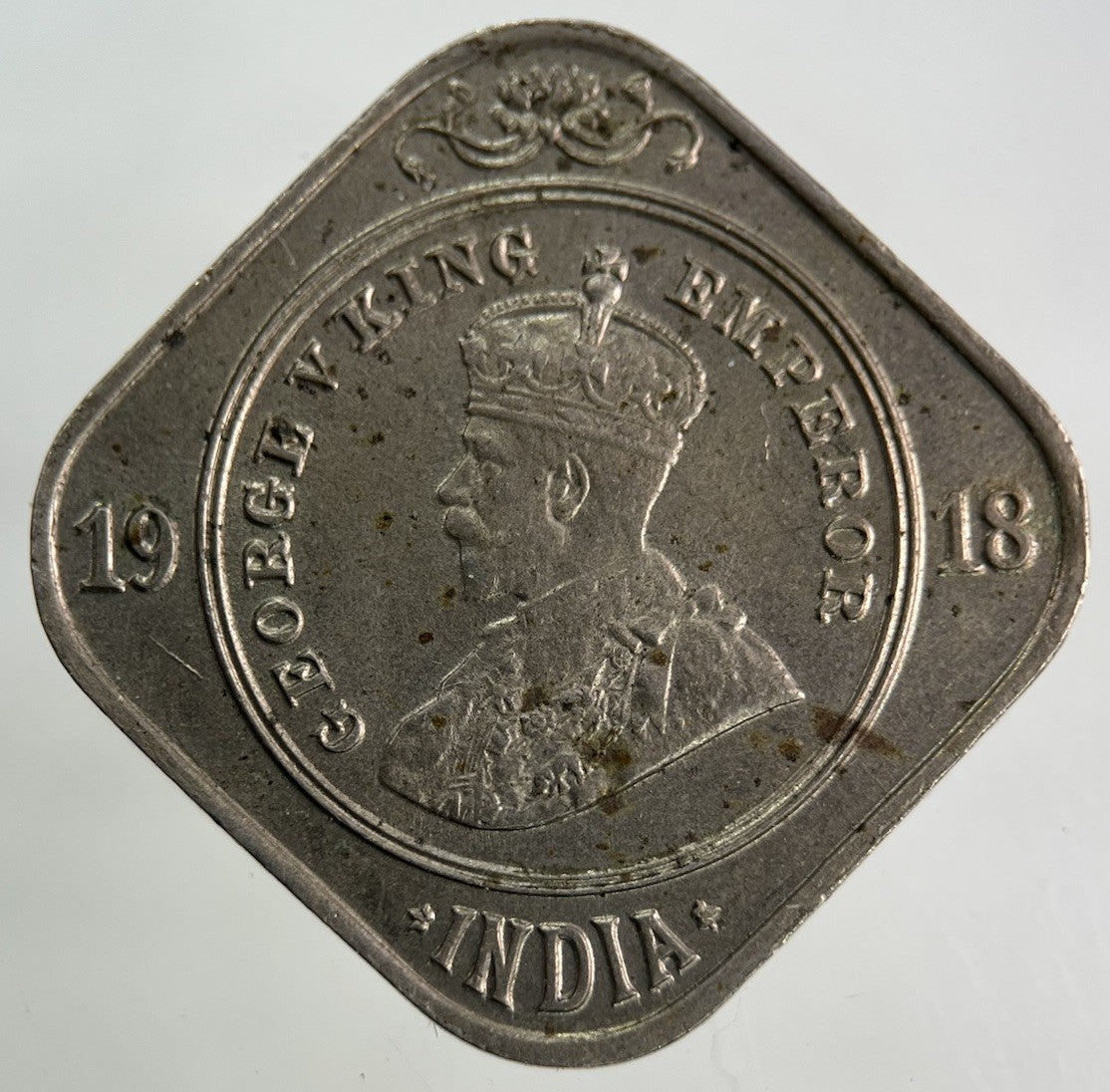 1918 India 2 Annas Coin | Very Fine Grade