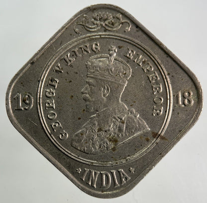 1918 India 2 Annas Coin | Very Fine Grade