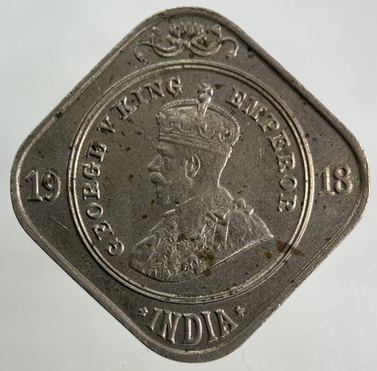 1918 India 2 Annas Coin | Very Fine Grade