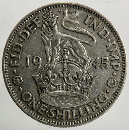 1945 George VI Shilling Silver Coin | Fine Collectable Grade