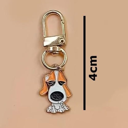 Mini Metal Cute Brown & White Snoopy Beagle Dog Charm Keyring Keychain Gift UK