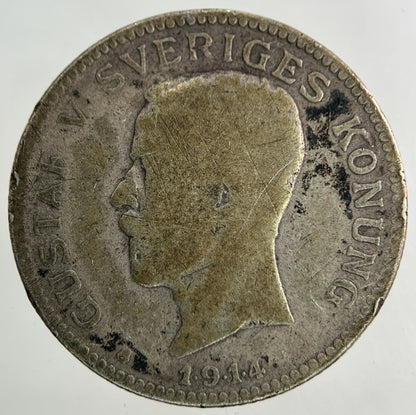 1914 Sweden 1 Krona Silver Coin | Collectable Grade