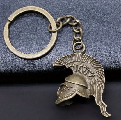 Mini Bronze Coloured Spartan Helmet Warrior Keyring Premium Keychain Gift UK