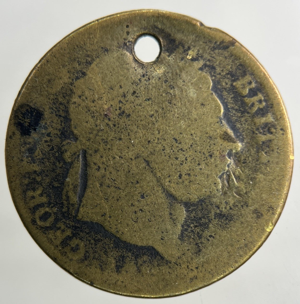 Old Brass Forgery George III 3rd Shilling Coin | Fair Grade