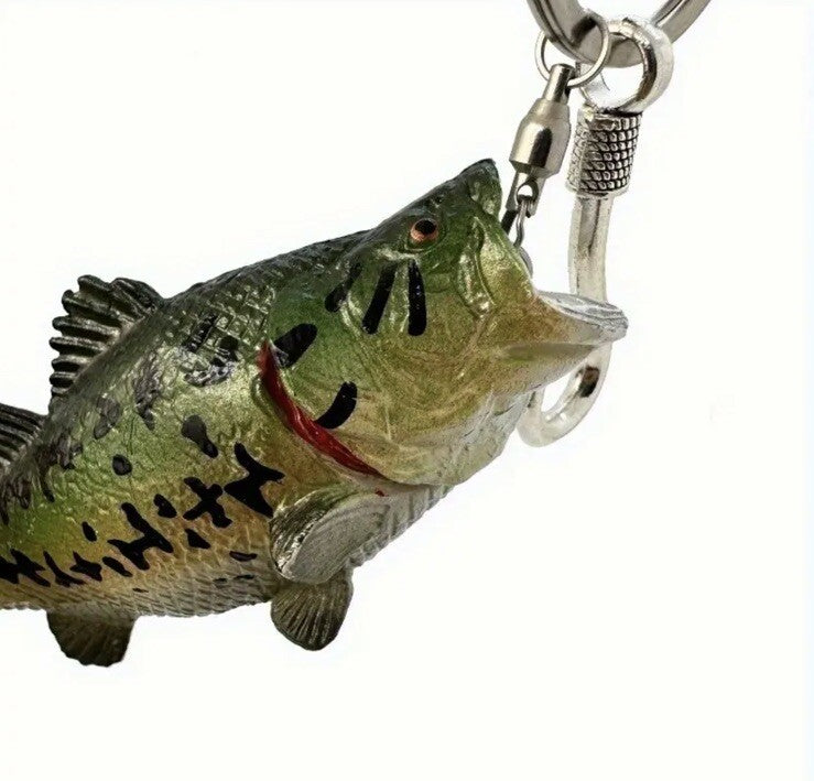 Mini Bass Fish Fishing Shaped Keyring Premium Keychain Gift UK