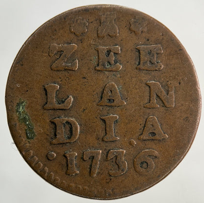 1736 Netherlands Zeelandia 1 Duit Coin | Fine Collectable Grade