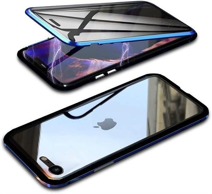 iPhone 7 / 8 PLUS Blue & Black 360 Magnetic Tempered Glass Protective Case