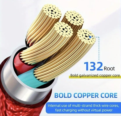 Red Glowing Dragon USB A To Type C Cable 100W Fast Charger Data Transfer 1M