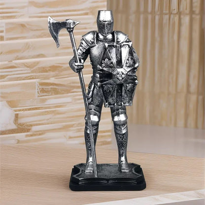 Medieval Armoured Knight With Axe Resin Home Figurine Sculpture Gift UK