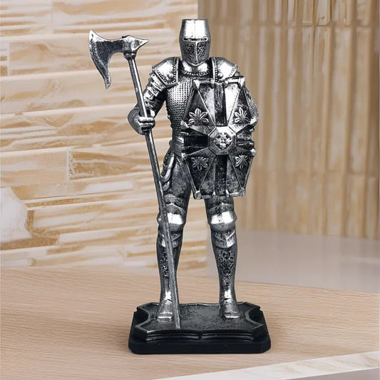 Medieval Armoured Knight With Axe Resin Home Figurine Sculpture Gift UK