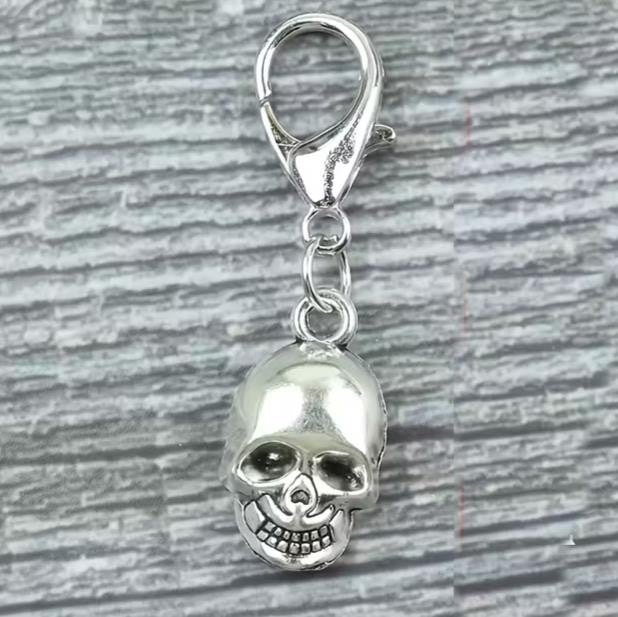 Mini Metal Gothic Skull Keyring Clip Charm Premium Keychain Gift UK