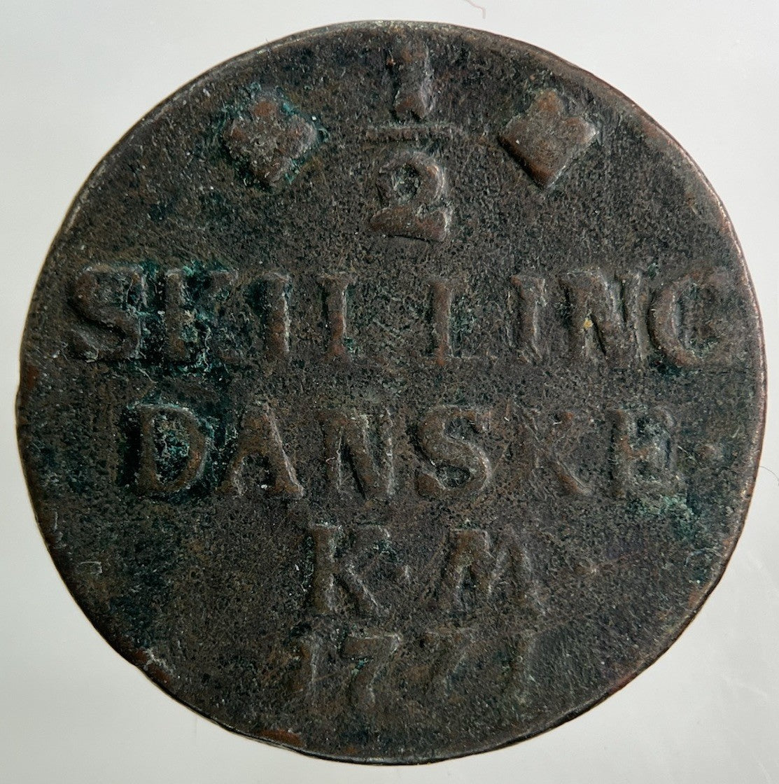1771 Denmark 1/2 Half Skilling Coin | Collectable Grade