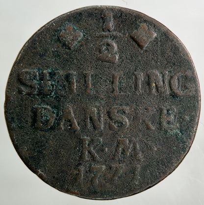 1771 Denmark 1/2 Half Skilling Coin | Collectable Grade