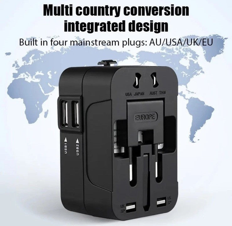 Worldwide Universal Travel Adapter Plug Fast Charger UK US EU AU with USB - C Port