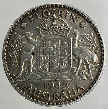 1942 - S Australia Florin Silver Coin | Fine Collectable Grade
