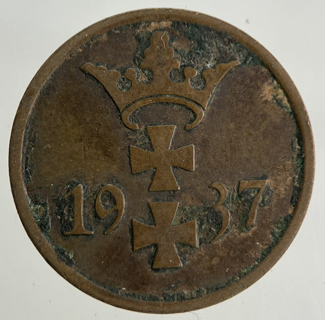 1937 Germany 1 Pfennig Danzig Coin | Fine Collectable Grade