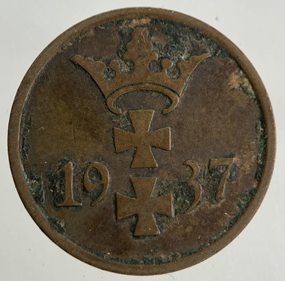 1937 Germany 1 Pfennig Danzig Coin | Fine Collectable Grade