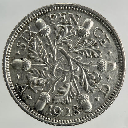 1928 George V Sixpence Silver Coin | Fine Collectable Grade