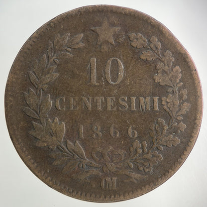 1866 Italy 10 Centesimi Coin | Collectable Grade
