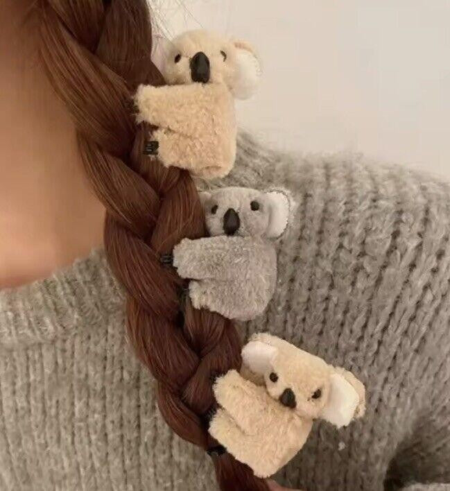 2 x Cute Koala Bear Animal Claw Clip Attach To Wire Hair Hanging