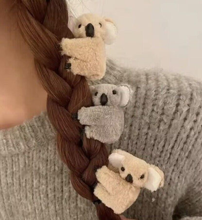 2 x Cute Koala Bear Animal Claw Clip Attach To Wire Hair Hanging