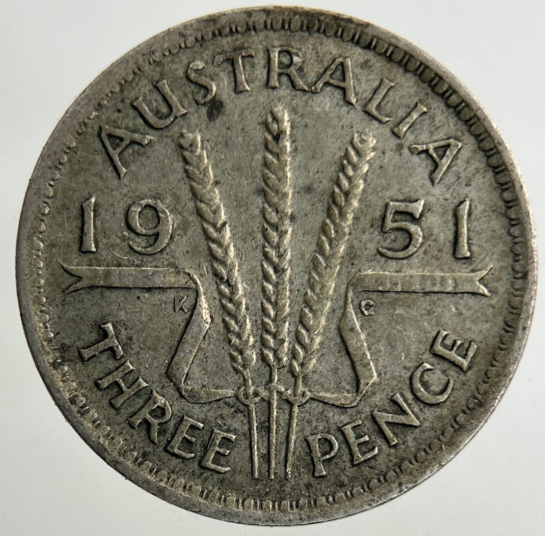 1951 Australia Threepence Silver Coin | Fine Collectable Grade