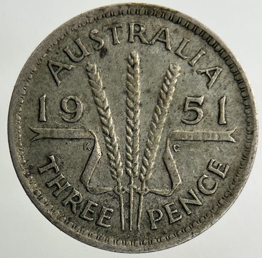 1951 Australia Threepence Silver Coin | Fine Collectable Grade