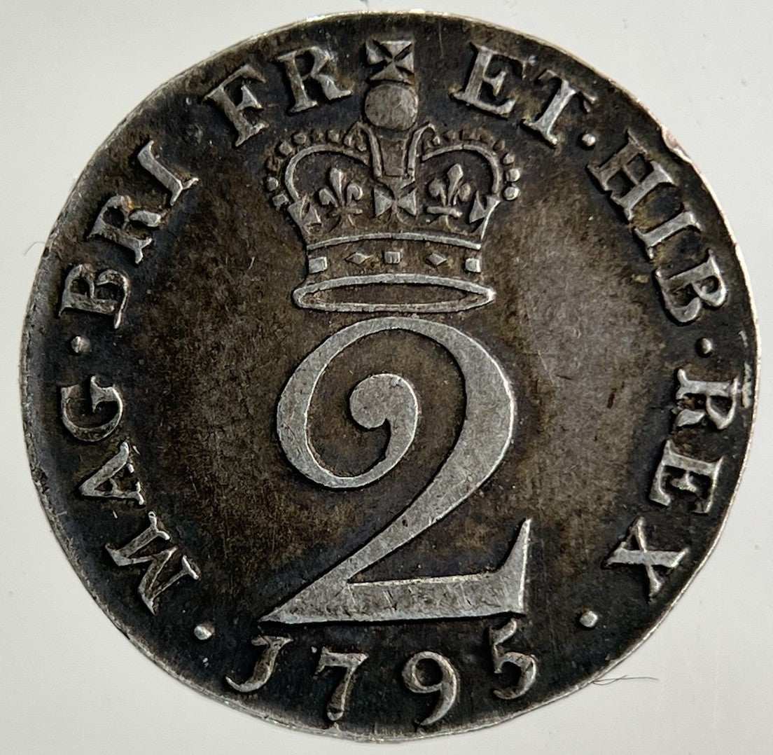 1795 George III 3rd Maundy Two - Pence Silver Coin | Very High Grade