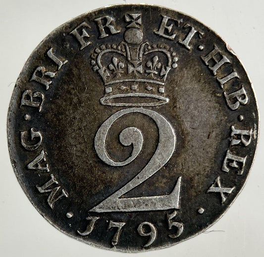 1795 George III 3rd Maundy Two - Pence Silver Coin | Very High Grade