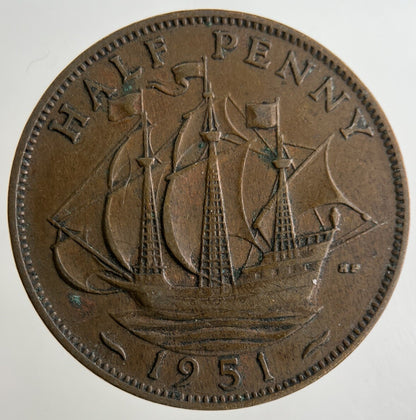 1951 George VI Half - Penny Coin | Fine Collectable Grade